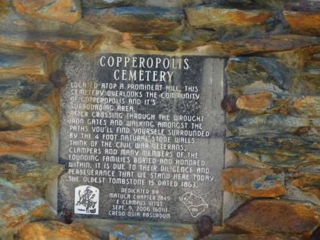 [Picture of Copperopolis Cemetery plaque]